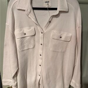 Aerie White Waffle Knit Top